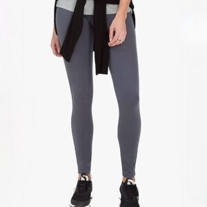 Spanx Essential Brushed Jersey Leggings Gray Steel Blue Large High Waist